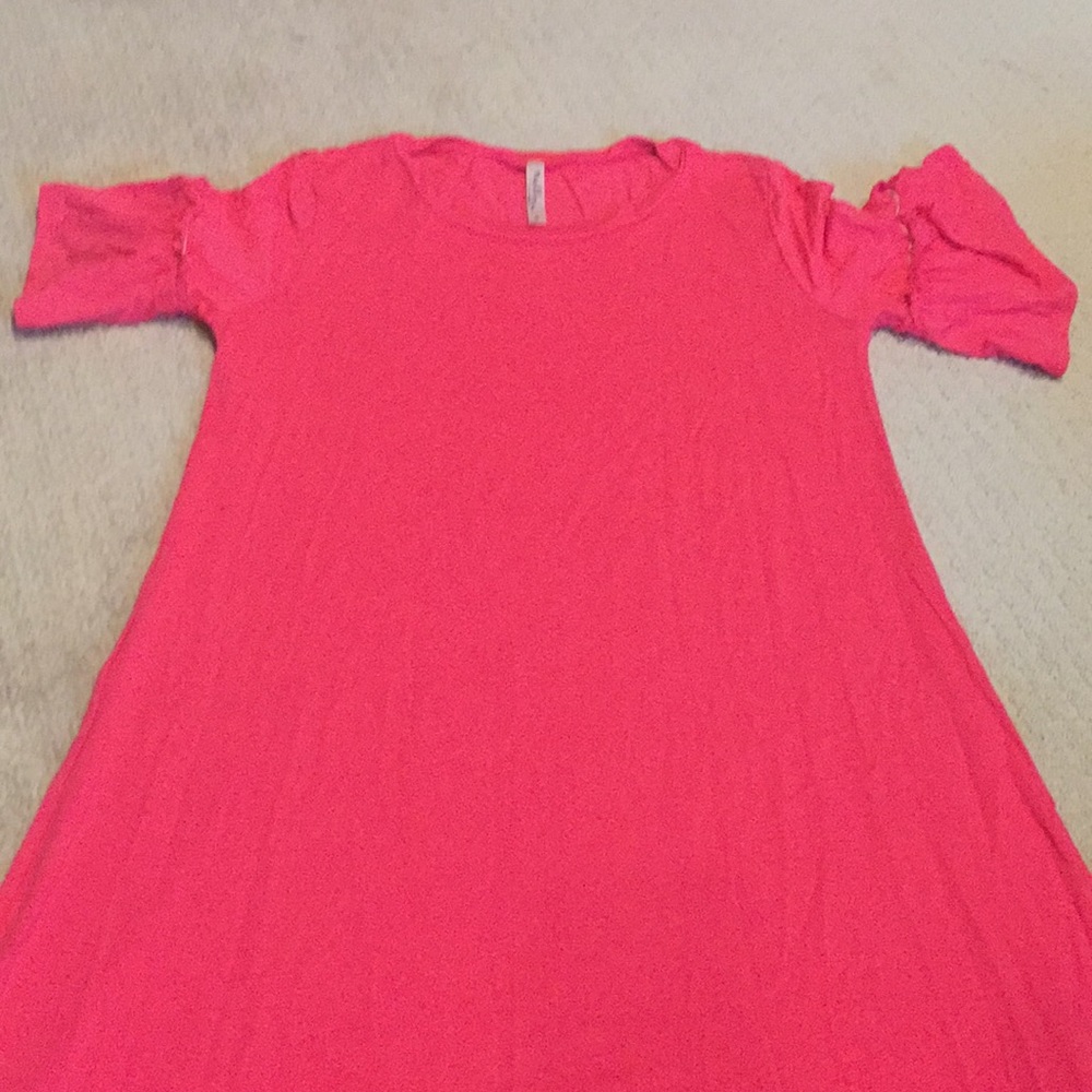 Pink Ruffled sleeves dress.